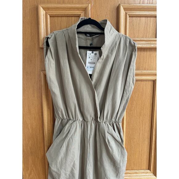 Women's Zara Linen Blend Jumpsuit - Size Small - Picture 2 of 7